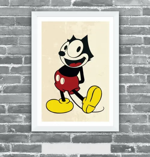 Quadro Pôster A3 c/ Moldura Felix Mouse Pop Art 30x42cm