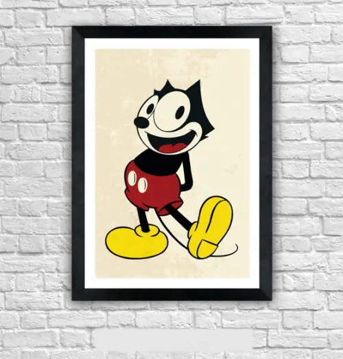 Quadro Pôster A3 c/ Moldura Felix Mouse Pop Art 30x42cm