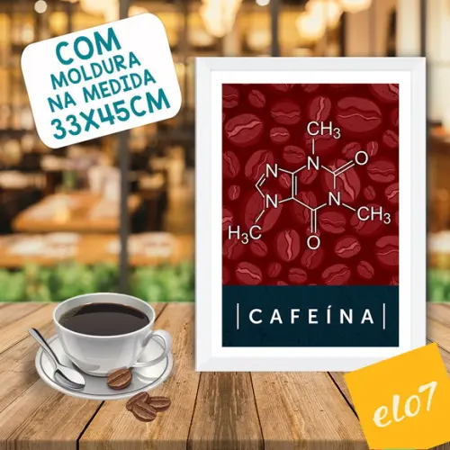 Quadro Pôster A3 c/ Moldura Fórmula da Cafeína 30x42cm