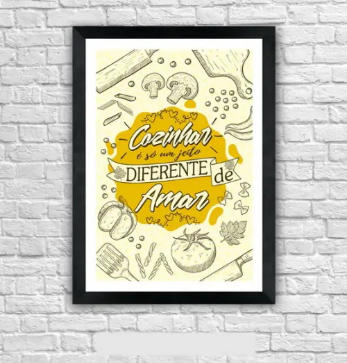 Quadro Pôster A3 c/ Moldura Frases de Cozinha 30x42cm