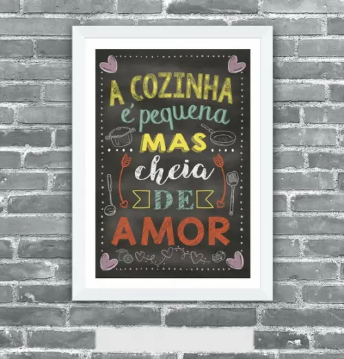 Quadro Pôster A3 c/ Moldura Frases de Cozinha 30x42cm
