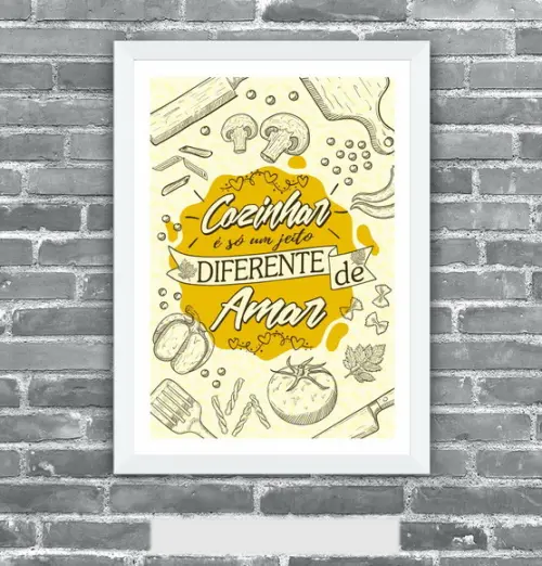 Quadro Pôster A3 c/ Moldura Frases de Cozinha 30x42cm