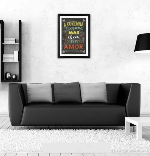 Quadro Pôster A3 c/ Moldura Frases de Cozinha 30x42cm