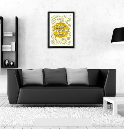 Quadro Pôster A3 c/ Moldura Frases de Cozinha 30x42cm
