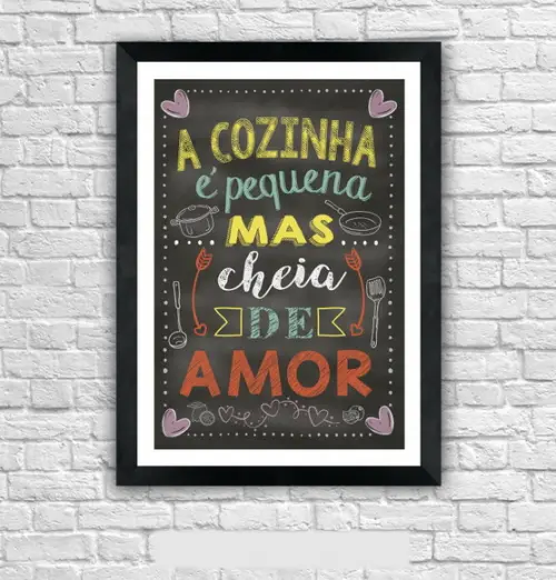 Quadro Pôster A3 c/ Moldura Frases de Cozinha 30x42cm
