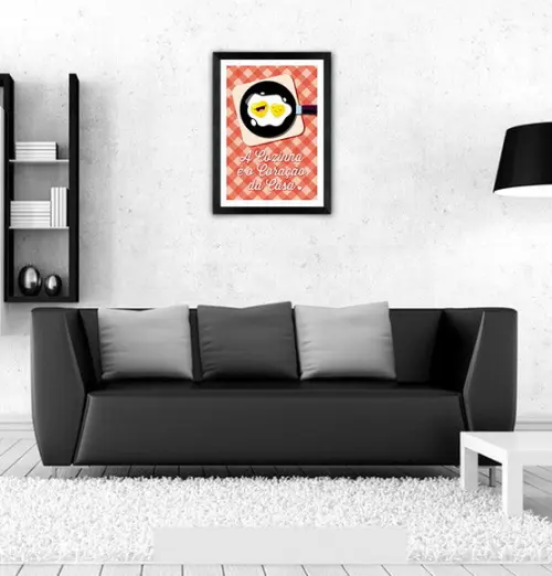 Quadro Pôster A3 c/ Moldura Frases de Cozinha 30x42cm