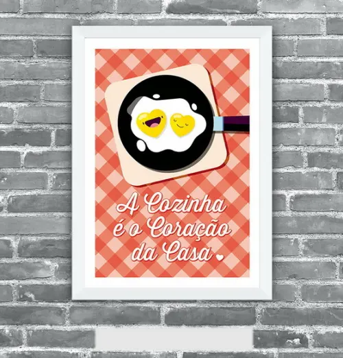 Quadro Pôster A3 c/ Moldura Frases de Cozinha 30x42cm