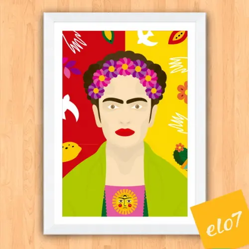 Quadro Pôster A3 c/ Moldura Frida Kahlo Pop Art 30x42cm
