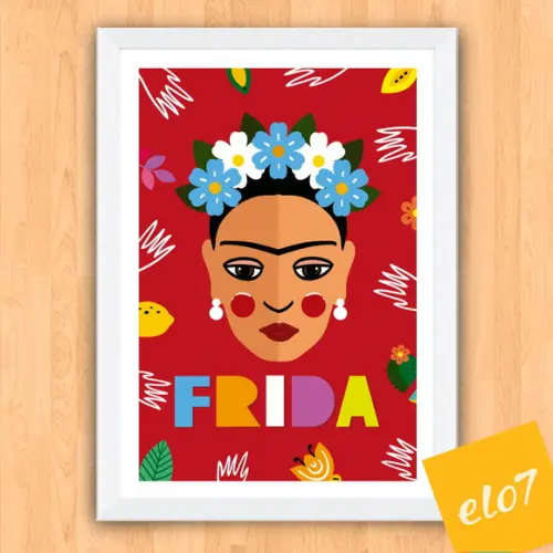 Quadro Pôster A3 c/ Moldura Frida Kahlo Pop Art 30x42cm
