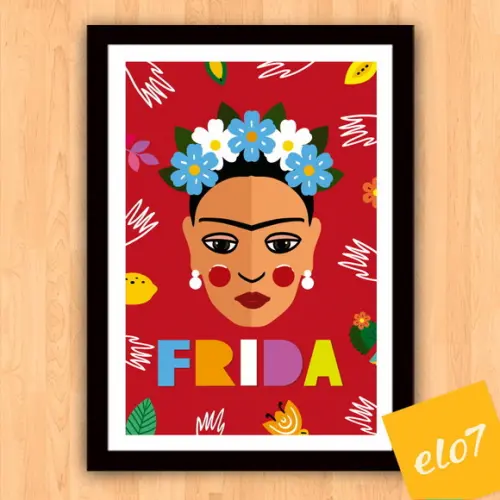 Quadro Pôster A3 c/ Moldura Frida Kahlo Pop Art 30x42cm