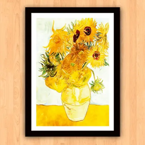 Quadro Pôster A3 c/ Moldura Girassol de Van Gogh 30x42cm