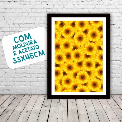Quadro Pôster A3 c/ Moldura Girassóis 30x42cm