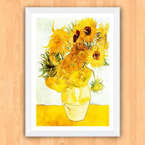 Quadro Pôster A3 c/ Moldura Girassol de Van Gogh 30x42cm