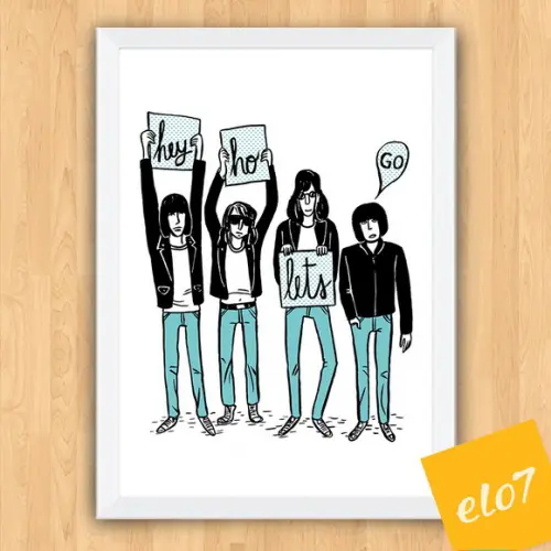 Quadro Pôster A3 c/ Moldura Hey Ho Lets Go 0x42cm