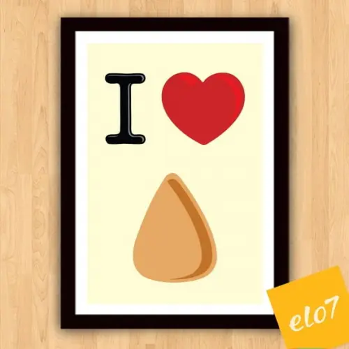Quadro Pôster A3 c/ Moldura I Love Coxinha 30x42cm