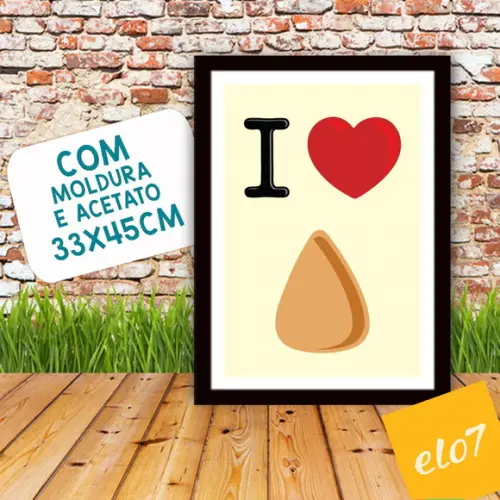 Quadro Pôster A3 c/ Moldura I Love Coxinha 30x42cm