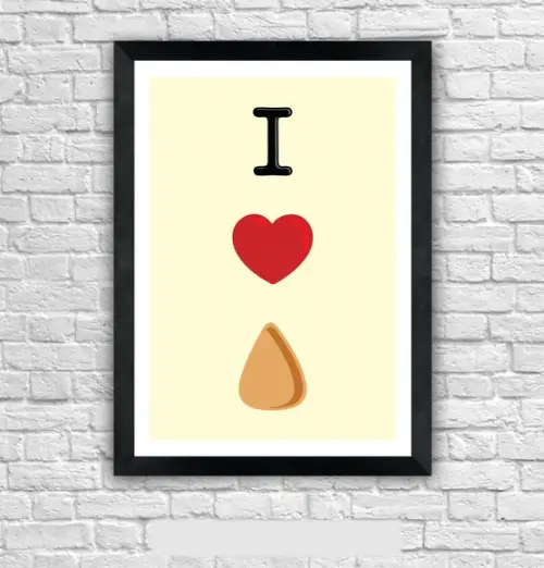 Quadro Pôster A3 c/ Moldura I Love Coxinha 30x42cm