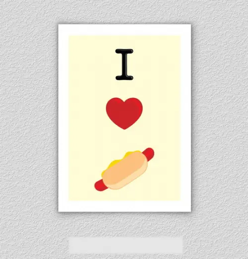 Quadro Pôster A3 c/ Moldura I Love Hot Dog 30x42cm