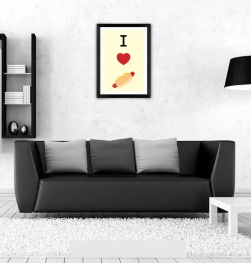 Quadro Pôster A3 c/ Moldura I Love Hot Dog 30x42cm