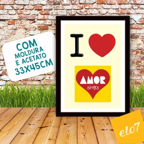 Quadro Pôster A3 c/ Moldura I Love Paçoca Amor 30x42cm