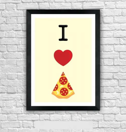 Quadro Pôster A3 c/ Moldura I Love Pizza 30x42cm