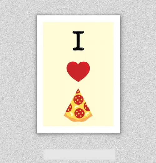 Quadro Pôster A3 c/ Moldura I Love Pizza 30x42cm