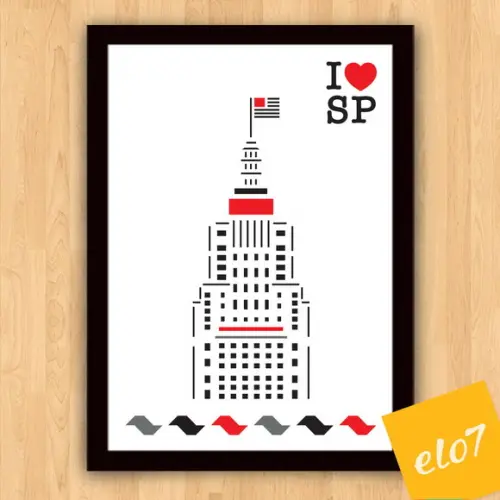 Quadro Pôster A3 c/ Moldura I Love Sp Banespa 30x42cm