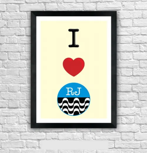 Quadro Pôster A3 c/ Moldura I Love Rj Calçada 30x42cm
