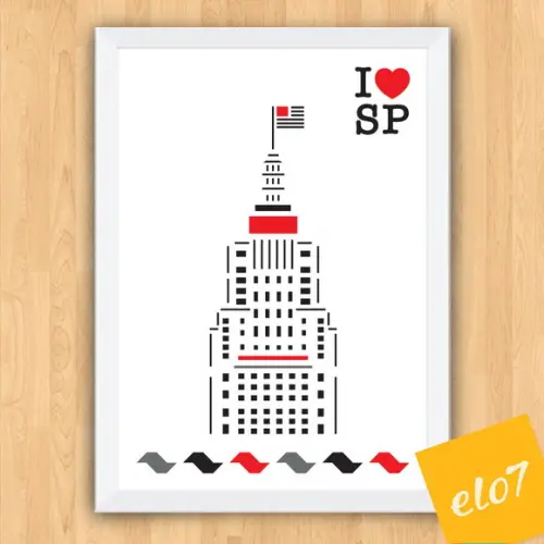 Quadro Pôster A3 c/ Moldura I Love Sp Banespa 30x42cm
