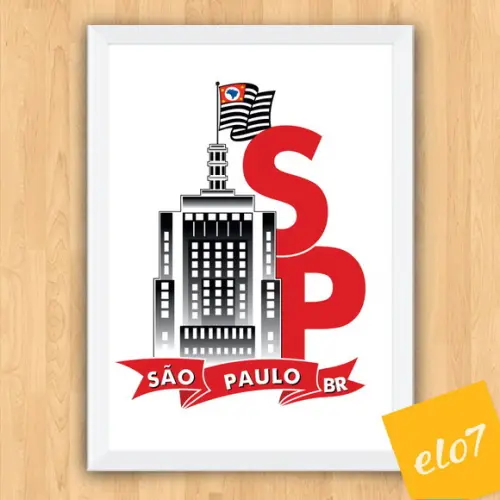 Quadro Pôster A3 c/ Moldura I Love Sp Banespa 30x42cm