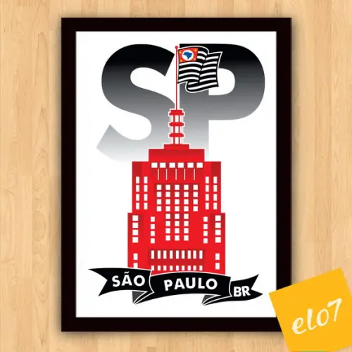 Quadro Pôster A3 c/ Moldura I Love Sp Banespa 30x42cm