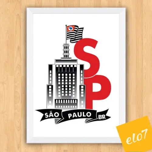 Quadro Pôster A3 c/ Moldura I Love Sp Banespa 30x42cm