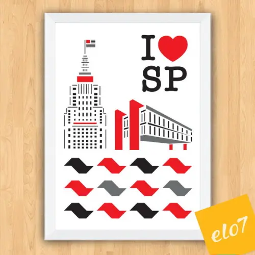 Quadro Pôster A3 c/ Moldura I Love Sp Banespa Masp 30x42cm