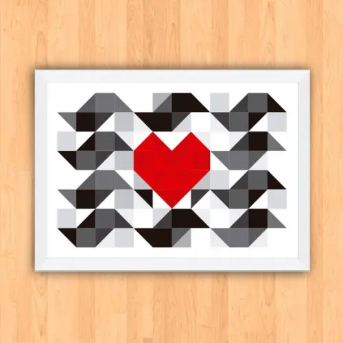 Quadro Pôster A3 c/ Moldura I Love Sp Calçada 30x42cm