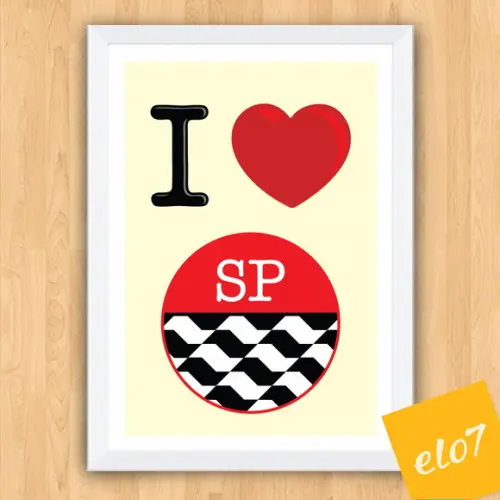 Quadro Pôster A3 c/ Moldura I Love Sp Calçada 30x42cm