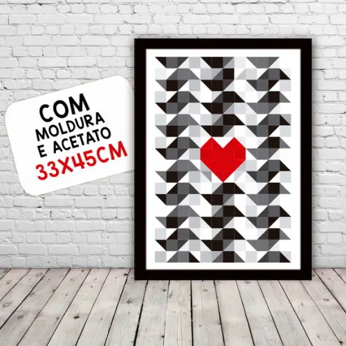 Quadro Pôster A3 c/ Moldura I Love Sp Calçada 30x42cm