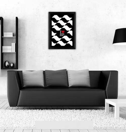 Quadro Pôster A3 c/ Moldura I Love Sp Calçada 30x42cm