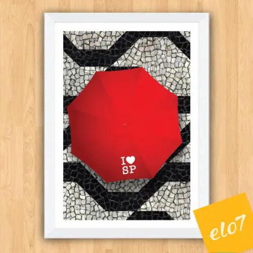 Quadro Pôster A3 c/ Moldura I Love Sp Guarda Chuva 30x42cm