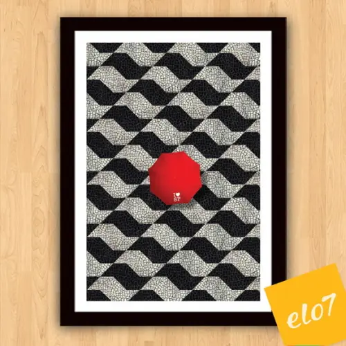 Quadro Pôster A3 c/ Moldura I Love Sp Guarda Chuva 30x42cm