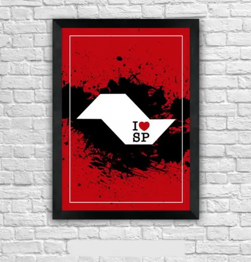 Quadro Pôster A3 c/ Moldura I Love Sp Mapa 30x42cm