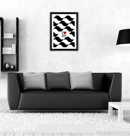 Quadro Pôster A3 c/ Moldura I Love Sp Mapa 30x42cm
