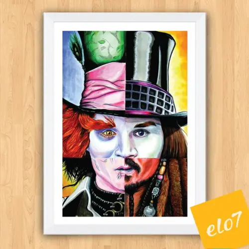 Quadro Pôster A3 c/ Moldura Jonny Depp Pop Art 30x42cm