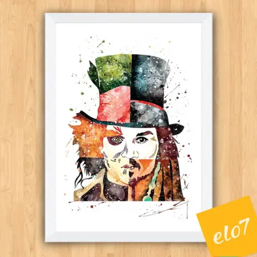 Quadro Pôster A3 c/ Moldura Jonny Depp Pop Art 30x42cm