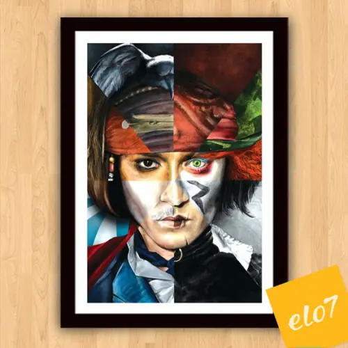 Quadro Pôster A3 c/ Moldura Jonny Depp Pop Art 30x42cm