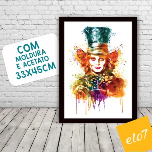 Quadro Pôster A3 c/ Moldura Jonny Depp Pop Art 30x42cm