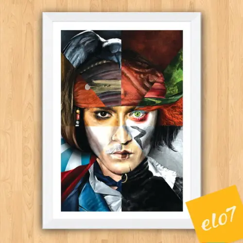 Quadro Pôster A3 c/ Moldura Jonny Depp Pop Art 30x42cm