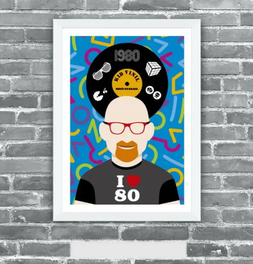 Quadro Pôster A3 c/ Moldura Kid Vinil 80 Pop Art 30x42cm