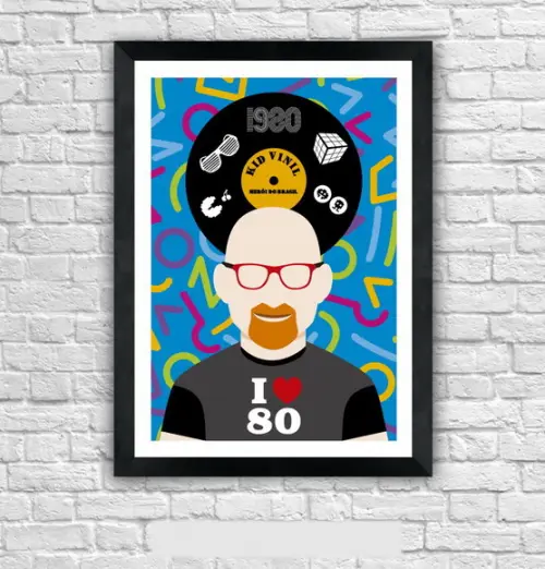Quadro Pôster A3 c/ Moldura Kid Vinil 80 Pop Art 30x42cm
