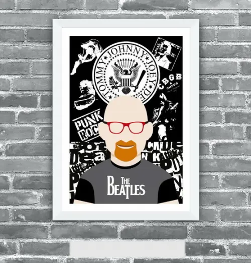 Quadro Pôster A3 c/ Moldura Kid Vinil Rock Pop Art 30x42cm