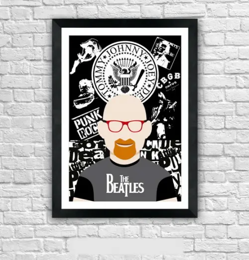 Quadro Pôster A3 c/ Moldura Kid Vinil Rock Pop Art 30x42cm